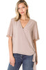 Zenana Womens Woven Double Layer Chiffon Side Tie Bell Sleeve Top