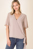 Zenana Womens Woven Double Layer Chiffon Side Tie Bell Sleeve Top