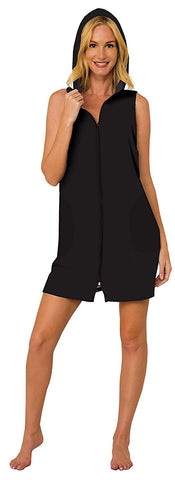 Ingear Womens Micro Luxe Sleeveless Zip Front Hoodie