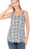 Zenana Womens Snakeskin Print Sleeveless Round Hem Top