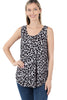 Zenana Womens Leopard Sleeveless Round Neck Hem Tank Top