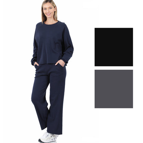 Zenana Womens Drop Shoulder Top & Drawstring Waist Shorts Set