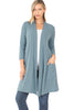 Zenana Womens 3/4 Quarter Sleeve Slouchy Pocket Open Cardigan