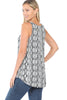 Zenana Womens Snakeskin Print Sleeveless Round Hem Top