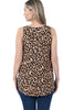 Zenana Womens Leopard Sleeveless Round Neck Hem Tank Top