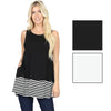 Zenana Womens Stripe Solid Contrast Sleeveless Top