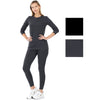 Zenana Womens Cotton Round Neck Top and Leggings Set