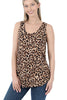 Zenana Womens Leopard Sleeveless Round Neck Hem Tank Top