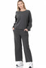 Zenana Womens Cotton Raglan Sleeve Pullover and Jogger Set