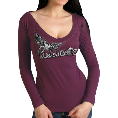 Hot Leathers Womens Passion Wings Motorcycle Long Sleeve Shirt