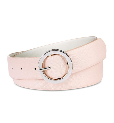 Steve Madden Women's Reversible Saffiano Belt, (Blush/White)