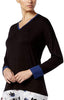 Alfani Womens Colorblock Contrast-Cuff Pajama Top