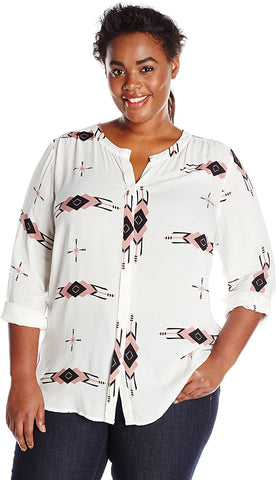 Womens Plus-Size Takara Printed Twill Long Sleeve Shirt