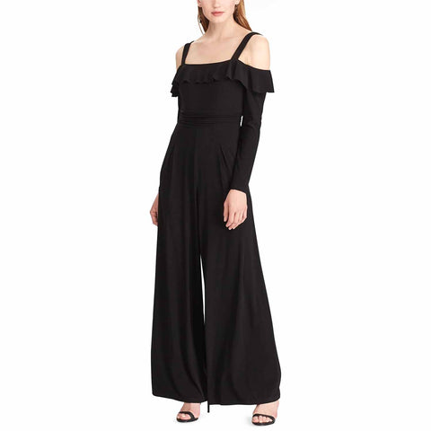 Womens Off-The-Shoulder Wide-Leg Jumpsuit (Black, 12)