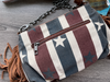 Canvas Stars and Stripes with Suede Fringe Crossbody Purse