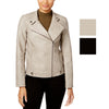Juniors' Faux-Leather Stitched Moto Jacket