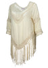 Aqua Beach Womens Crochet Cover Up Top with Fringe
