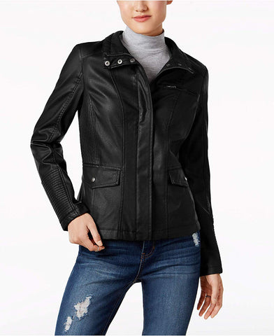 Juniors' Faux-Leather Jacket