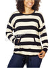 Kensie Womens French Terry Crew Pullover Striped Shirt