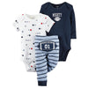 Baby Boy's 3-Piece Matching Outfit Set (2 Bodysuit Tops and 1 Pant)