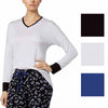 Alfani Womens Colorblock Contrast-Cuff Pajama Top