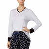 Alfani Womens Colorblock Contrast-Cuff Pajama Top