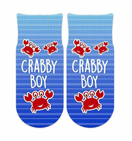 Sublime Designs Kids Fun Printed Ankle Socks-Crabby Boy
