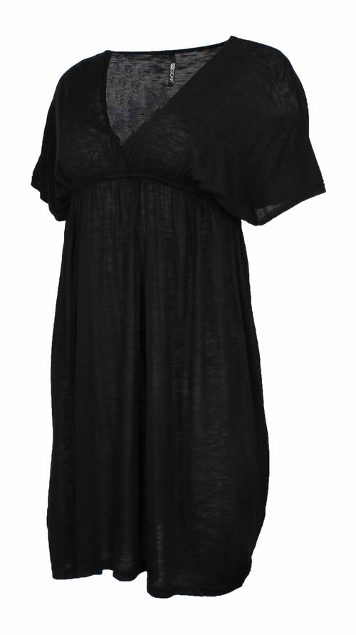 Ingear Womens Low Cut Neck Swimsuit Cover Up Lightweight Short Slub Dress