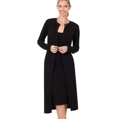 Zenana Womens Sleeveless Dress and Cardigan Two-piece Set
