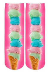 Sublime Designs Adult Fun Printed Crew Socks (Sweet Ice Cream)