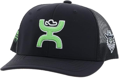 Hooey Mens Austin Gamblers Logo Adjustable Snapback Cap Hat, Black