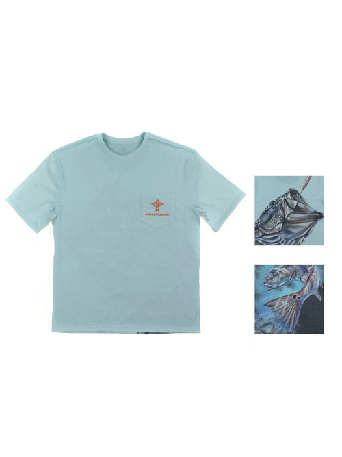 Aquaflauge Mens Quick Dry Short Sleeve Fishing Pocket T-Shirt, Moisture Wicking