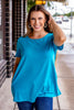 Lucky & Blessed Womens Straight Hem Relaxed Fit Scoop Neck Top
