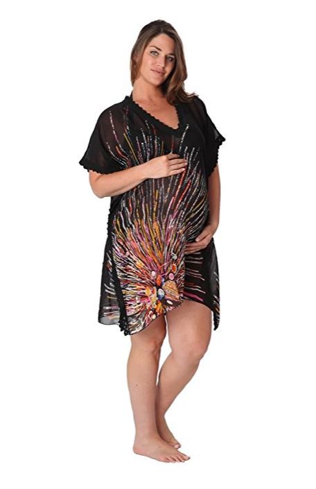 Ingear Womens Sheer Square Lace Tunic Swimsuit Cover Up Dress-One Size