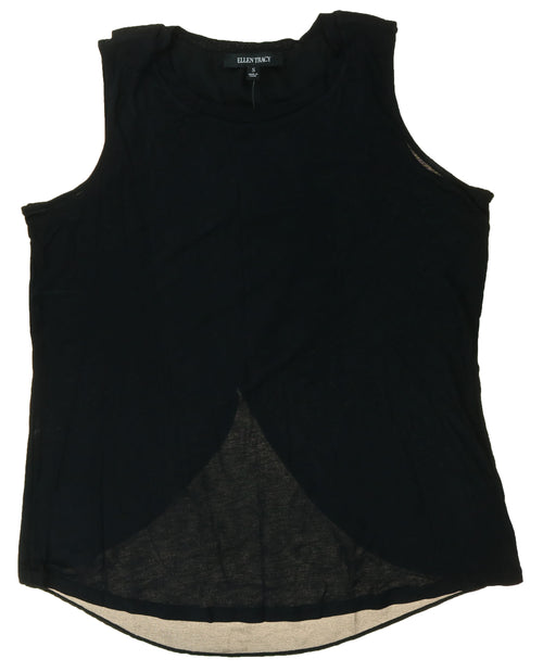 Ellen Tracy Sleeveless Knit Tank Top Blouse with Back Overlay, Shirt