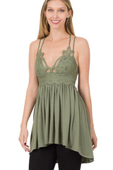 Zenana Womens Crisscross Back Crochet Lace Camisole