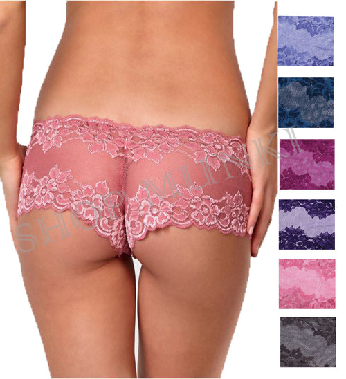 Montelle Intimates Women's Lace Cheeky Boyshort Panty