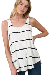Zenana Womens Sleeveless Round Hem Striped Tank Top