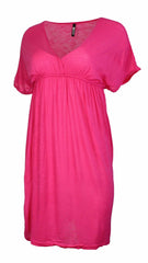 Ingear Womens Low Cut Neck Swimsuit Cover Up Lightweight Short Slub Dress
