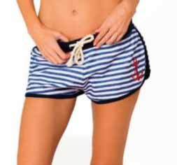Ingear Nautical Terry Stripe Anchor Swim Cover-Up Shorts