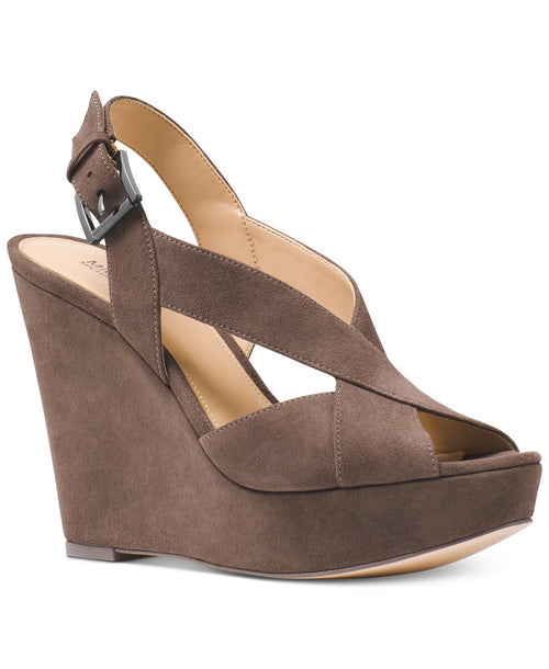 Michael Kors Womens Becky Wedge Sandal-New with Defect (Taupe, 10)