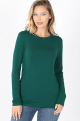 Zenana Womens Premium Rayon Long Sleeve Round Neck Tee