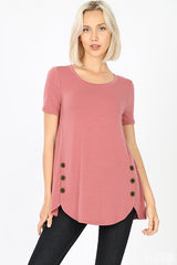 Zenana Womens Short Sleeve Dolphin Hem Top