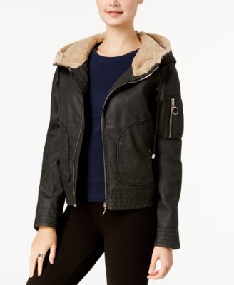 Women's Mixed-Media Faux-Leather Moto Jacket NWOT (Black, Medium)