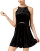 BCX Juniors' Belted Velvet Fit & Flare Dress
