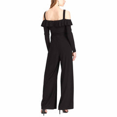 Womens Off-The-Shoulder Wide-Leg Jumpsuit (Black, 12)