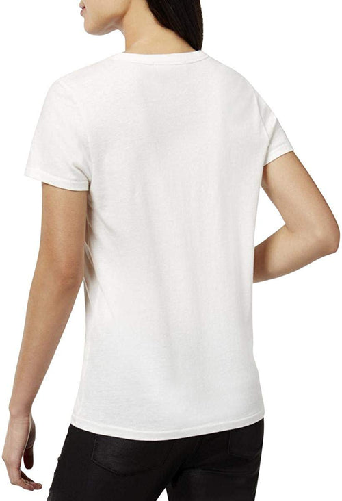 Bow & Drape Womens Blood Sweat Sequined Graphic T-Shirt (White,Medium)