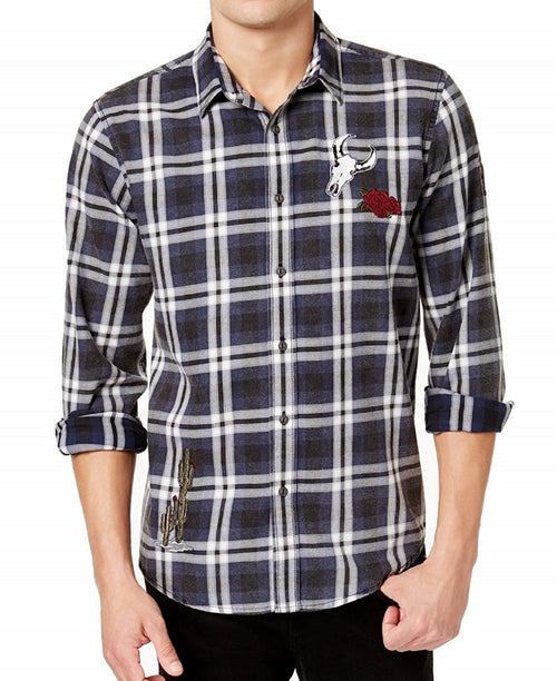 Mens Ramsay Patched Plaid Shirt