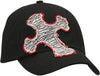 Womens Cross Overlay Crystal Adjustable Hat (Black, One Size)