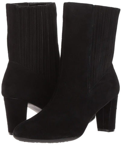 Womens Fifth Ave Mid Calf Suede Bootie Store Return (Black, 7M)